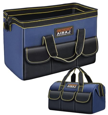 AIRAJ Werkzeugtasche Klein,33×18×23CM(14 Zoll),Werkzeugtasche Leer Großer Öffnung,Einfacher Zugriff Werkzeuge,Hochwertiges Oxford-Gewebe,Werkzeugkasten,Werkzeug-Organizer,Verabschieden Unordnung