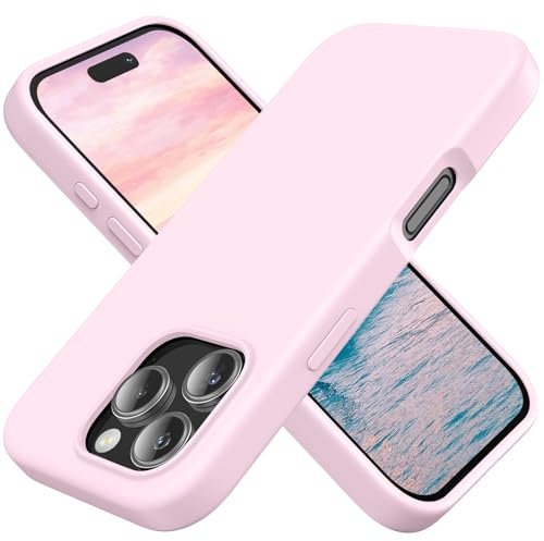 TAXXOE Silicone Case Compatible with iPhone 16 Pro Case Soft Ultra Slim Protective Shockproof Liquid Silicone Phone Case,Anti-Scratch Microfiber Lining, 6.3 Pink white