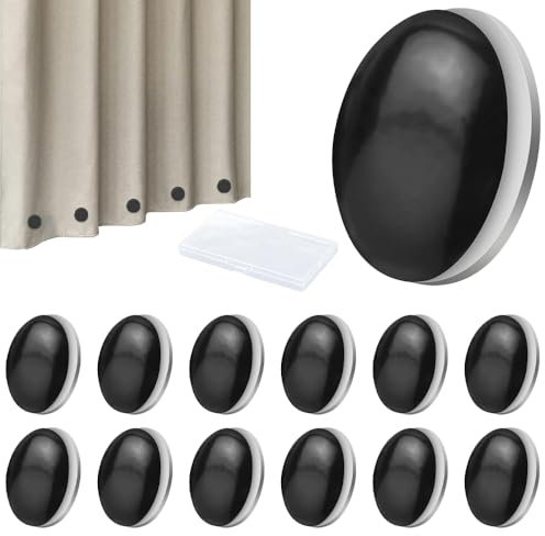 Pesos de cortina de ducha, 12 pesos magnéticos para cortina de ducha, imanes para cortinas de exterior, mantel, bandera, forro de cortina para exteriores (negro)
