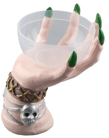 Masyrt Halloween Decorative Witch Hands Snack Bowl Stand, Resin Desktop Ornament for Halloween, Xmas and Home Parties, Snack Basket (Green)