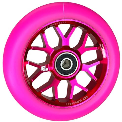 Fantic26 Spy7 Stunt Scooter Rolle I Trick I Tret I Kinder I Roller I Reifen I Rad I Ersatz I Wheel I 110mm I ABEC-11 I Schnell I Leise I Park I Street (Pink/Pu Pink)