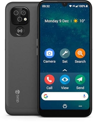 Doro - 8100-4G-Smartphone für Senioren - Ohne Vertrag - 6.1'' Display - Notruftaste mit GPS - Dreifachkamera - Spritzwassergeschützt - Gesichtserkennung - Schwarz