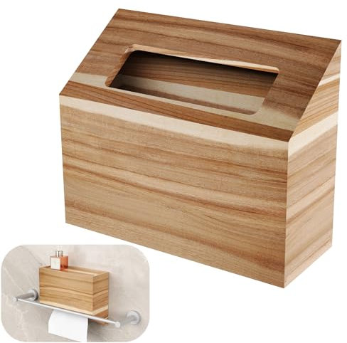 NiHome Copertura in legno di acacia per fazzoletti Kleenex, facile da riempire, design a doppia funzione, supporto verticale o invertito, con spazio antiscivolo e sicuro, per bagno, cucina, camera da