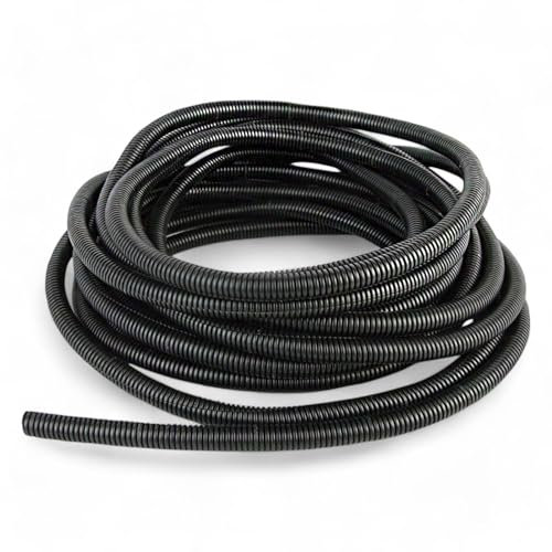 Split Conduit Black Flexible Plastic Cable Tidy Solution Tube Trunking (16.9mm ID - 10m)