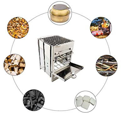 INOOMP Grill Für Outdoor Camping Tragbarer Faltbarer Bbq Kocher Mit Hoher Temperaturbeständigkeit Und Effizientem Holzzugang Für Und Grillabende