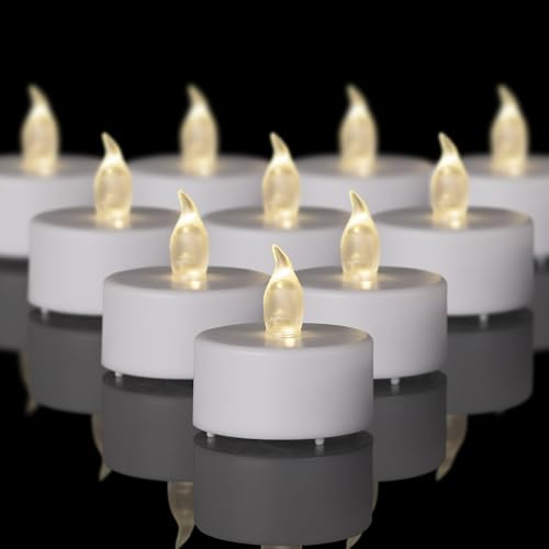 50 Stück Led Teelichter Kerzen mit Timer, Elektrische Flackernde Flammenlose Batteriebetrieben Kerzenlampe Warmweiß,6h ein/18h aus,Hochzeiten,Partys,Festival,Wohndekoration,Keine Fernbedienung