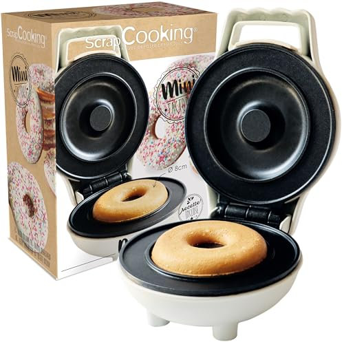 ScrapCooking - Mini Donut Factory - Mini Macchina per Donuts e Ciambelle - Piastra Riscaldante Antiaderente - Apparecchio per Donuts - Idea Regalo Pasticceria e Cucina - Ricetta Inclusa - 3882