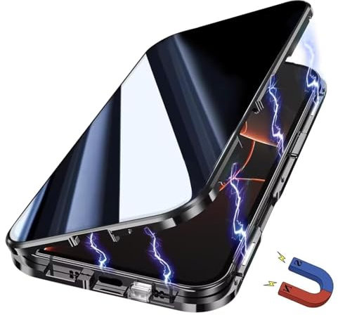 Yoursea Anti Peeping Case for iPhone 12 pro max, 360 Degree Front and Back Privacy Tempered Glass Cover, Anti SPY Screen, Anti Peep Magnetic Adsorption Metal Bumper for iPhone 12 pro max Black