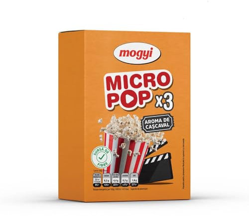 Mogyi Micro Pop, Palomitas para Microondas con Sabor a Queso, Pack de 3, 240g