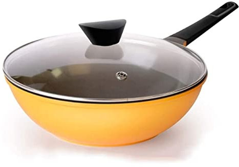QTYQWC Wok Cookery Pan Frying Pan Nicht-Stick-Bratpfanne Nicht-Rauch-Bratpfanne Haushaltsinduktionskocher Universal Pan 30 cm (Farbe: Rot) Vision