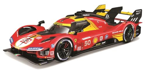 Bburago - Ferrari 499P LMH 24H Le Mans Champion 2024#50 Maßstab 1:18, Diecast-Replik des Siegers, Türen und Lenkung Beweglich, Ferrari-Lizenz, Alter 14+
