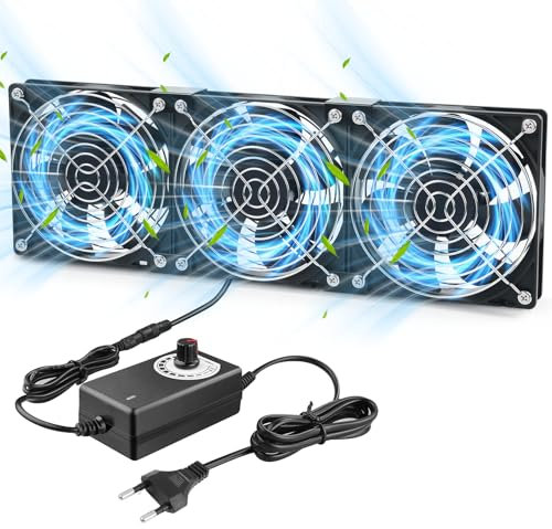 ZAKVOP Ventilateur PC 120mm ventilateurs pc silencieux fan 12V avec 3 vitesses réglables, portable pc ventilateur AC 220V - 240V, pour TV, radio, routeur (3)