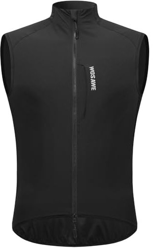 WOSAWE Veste sans Manches Vélo, Respirant VTT Haut Léger Coupe-Vent Gilet de Cyclisme pour Homme Femme (Noir Amélioré, L)