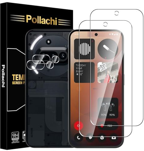 Pollachi Tempered Glass for Nothing Phone (3a) Screen Protector 2 Pack+2 Pack Camera lens protector,Nothing Phone (3a) 9H Tempered Glass Screen Protector,9H Hardness,Anti-Scratch,No Bubbles
