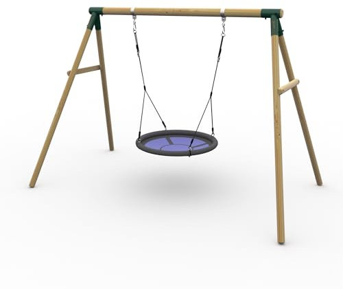 Plum Play Kids Outdoor Wooden Round Pole Swings with Ground Anchors Included - Suitable for up to 50kg per accessory - Up to 5 year Warranty (Nest Green Spider Monkey)