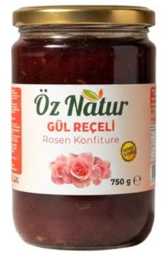 Öz Natur | Rosen Konfitüre Türkischer Art 750g – Gül Reçeli mit Rosenblüten – Orientalischer Brotaufstrich – Fruchtig & aromatisch