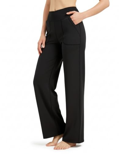 Zylioo Tall Womens Wide Leg Yoga Pants with Pockets Extra Long High Waist Yoga Trousers Casual Legging Joggers