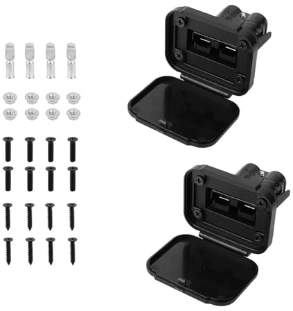 2pcs Connecteurs Rapides 50A avec Support et Capuchon, Calibre 12-6 AWG Déconnexion Rapide de Batterie 12V-36V Prise SB50 Étanche pour Voiture Camping-Car Treuil de Bateau Remorque (Noir)