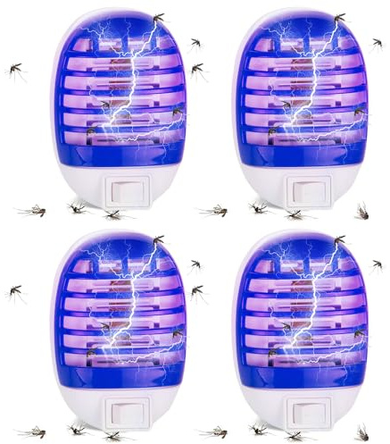 mizikuu 4 Pièces Lampe Anti Moustique, Portable Prise Anti Moustique Lampe UV Anti Moustique Sûr et Non Toxique pour Mites Mouches Moustiques, Intérieur Chambre à Coucher Muisine Bleu Foncé