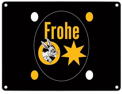 speecheese Metallschild in 15x20 cm Osterhase mit Spruch: Frohe Ostern | Aluminiumschild dekorativ lustig Ostergeschenk