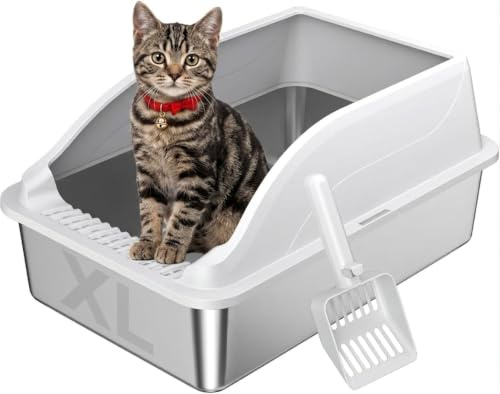Kattlåda i rostfritt stål 36L, luktfri, lätt att rengöra non-stick
