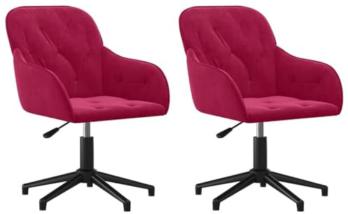 Foknhdi Weinrote Esszimmerstühle 2er Set höhenverstellbar 360° Drehsessel Samt gepolstert 56 x 61,5 x (72-80) cm Modernes Design für Esszimmer Küche und Home Office
