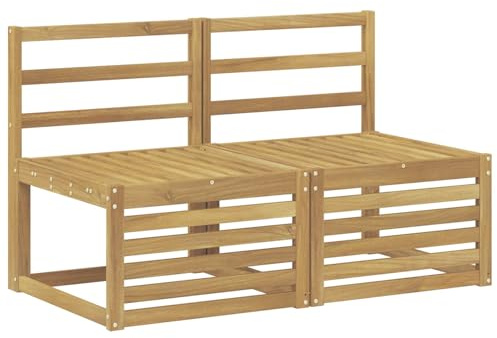 vidaXL 2 Stück Outdoor Mittelsofa Massivholz Akazie Weiß, Gartenmöbel für draußen, wetterfest, schicke Balkon-Layouts, Flexibles Design, Robustes Holz