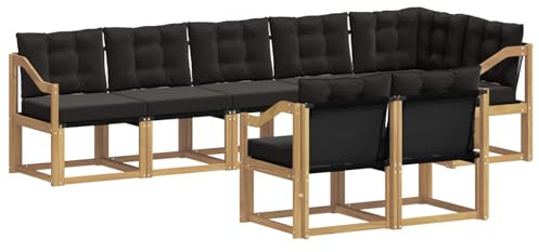 vidaXL Outdoor-Sofagarnitur mit Kissen 8 pcs Weiß und Schwarz, Garten Loungemöbel, modernes Ecksofa, robust Sitzgruppe, Terrassenmöbel für Komfort