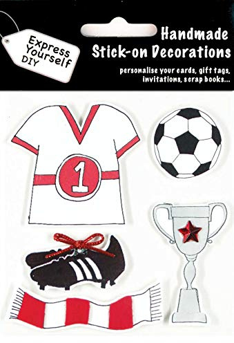 Express Yourself DIY, self Adhesive, Red/White Footbal Topper - Ideal for Card Making, Scrapbooking, Papercrafts, Childrens Crafts etc