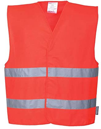 Portwest Hi-Vis Two Band Vest, Size: S/M, Colour: Red, C474RERS/M