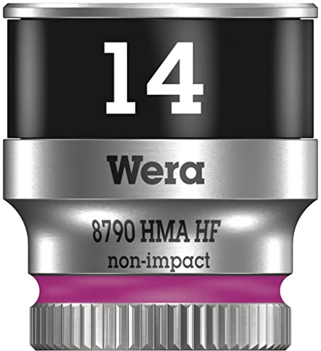 Wera 05003726001 8790 HMA HF Zyklop Socket Spanner with 1/4 Inch Drive with Retaining Function 13.0 mm Cyan 11, pink, 05003729001