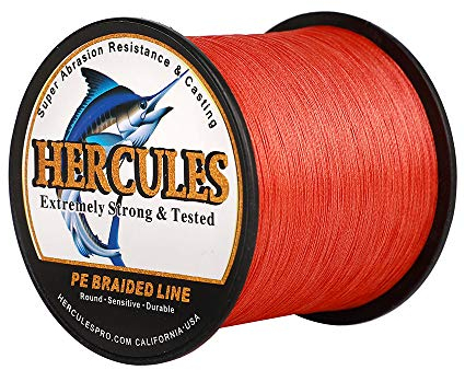 Hercules Super Cast 100M 109 Yards Braided Fishing Line 200 LB Test for Saltwater Freshwater PE Braid Fish Lines Superline 8 Strands - Red, 200LB (90.7KG), 0.75MM