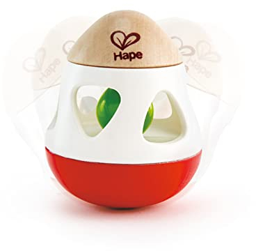 Hape - Hochet Bébé en Bois ABS - dès la Naissance - Hochet Clochette Roulant Oeuf - Découverte de la Préhension, Adapté aux Petites Mains - Matériaux Non Toxiques - Nourrissons
