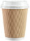 We Can Source It Ltd - 500 x Kraft 12oz Ripple Paper Cups + White LIDS, 3 Ply Insulated for Tea Coffee Cappuccino Hot Drinks