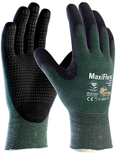 ATG 34-8443 MaxiFlex Cut - Guantes de protección contra cortes, color verde y negro