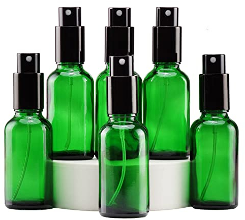 YIZHAO Grün Sprühflasche Glas 30ml, Sprühflasche Klein Glas mit [Zerstäuber], für Ätherisches Öle,Kosmetik, Apotheker, Reinigung,Aromatherapie, Massage, Haare – 6Pcs