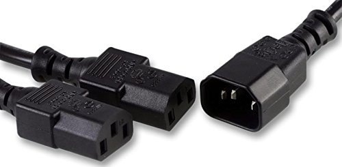 IEC C14 Male to 2 x IEC C13 Female Power Lead 2m Black Splitter