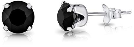 DTPsilver® - Orecchini Cristallo Nero - Orecchini Donna Argento 925 Punto Luce - Orecchini Neri Punto Luce - Orecchini Piccoli a Lobo - Orecchini Donna Neri - Diametro 6 mm