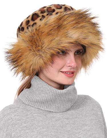 Soul Young Fellmütze Pelzmütze Damen mütze Wintermütze Faux Fuchs Pelz Warm Weich Leoparden Hut EINWEG Verpackung