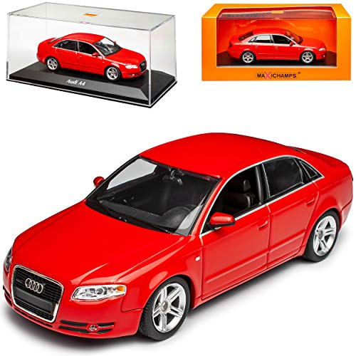 MAXICHAMPS A*U*D*I A4 B7 Limousine Rot 2004-2008 1/43 Minichamps Modell Auto mit individiuellem Wunschkennzeichen