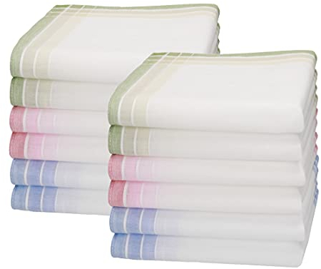 Betz 12er Damen Stoff Taschentücher Set Selma Größe ca. 28x28 cm 100% Baumwolle Farbe Dessin 6 Selma