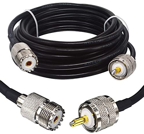 Boobrie 5M Cable UHF Macho a Hembra RG58 Mejorado Conector UHF Macho a UHF Hembra Adaptador SO239 PL259 Cable 50 ohmios Cable Antena CB Radio Cable de Extensión UHF para Antena/Radioaficionado/CCTV