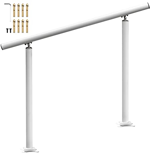 VEVOR Treppengeländer 3 Fuß außen Geländeraus Aluminium, Weiß Hauseingangsgeländer Handlauf mit einem internen Sechskantschlüssels und 8 M6-Erweiterungsschrauben für Außen- und Innenszenen, 0-60 Grad