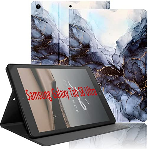 Yoedge Funda para Samsung Galaxy Tab S8 Ultra 2022 14,6, Ultra Slim PU Cuero Flip Delgada Protectora Carcasa con Función de Soporte Smart Folio Tablet Cover para Galaxy Tab S8 Ultra 2022, Mármol 2