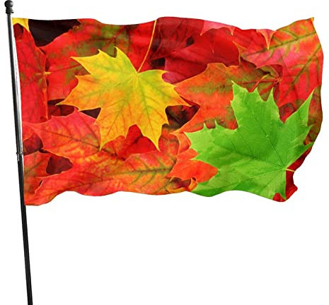 Flagge 150x90cm, Outdoor Windward Fahne, Lebendiges Farbbanner Gartenflagge Herbst fallende Blätter Dekorative Flagge, Hochwertige Polyester Yard Fahne, Lustige Große Flagge, Outdoor-Dekoration