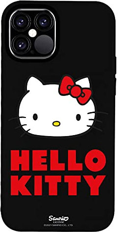 Personalaizer Schutzhülle für iPhone 12/12 Pro Schwarz mit Hello Kitty Logo