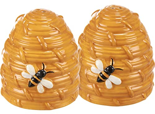 Primitives by Kathy Ceramic Bee Hive Salt and Pepper Shakers