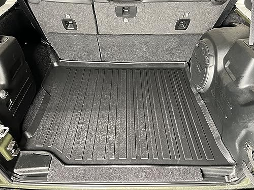 Premium Cargo Liner für Jeep Wrangler (JL) 4-Türer 2019–2023 Unlimited Sport Sahara Rubicon – passgenaue Kofferraummatte – Ganzjahres-Frachtmatte – 3D-förmige, lasergemessene Kofferraumwannen