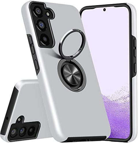 KRAFTCARE Hülle für Samsung Galaxy S22, Handyhülle mit Eingebetteter 360° Grad Ring, Magnetische Schutzhülle TPU Stoßfest Cover Case für Samsung S22 5G,Silber