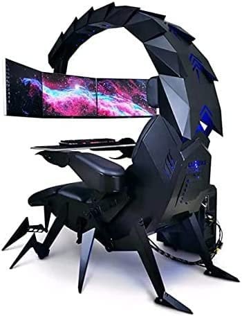 CAUSSO Office Chair Game Cockpit,Gaming Chair Ergonomic Office Chair PC Chair with Massage Lumbar Support,PU Leather High Back A